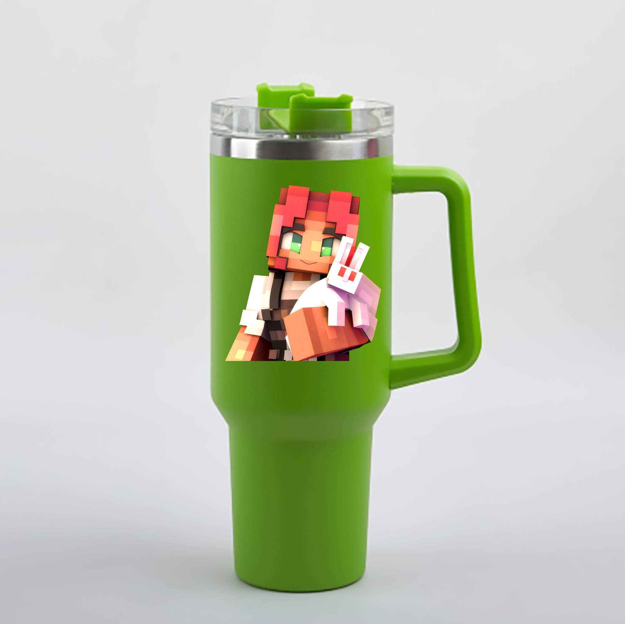 （画像用） マインクラフト ブロックの世界 Minecraft MC Block world 1200mL車用タンブラー - クリスタルステッカー（プラスチックストロー付き）
